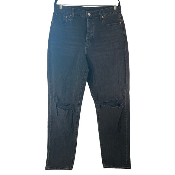 Lucky Brand Black Ripped Knee Straight Leg High Rise Jeans Regular Size 12 / 31 - Picture 1 of 8